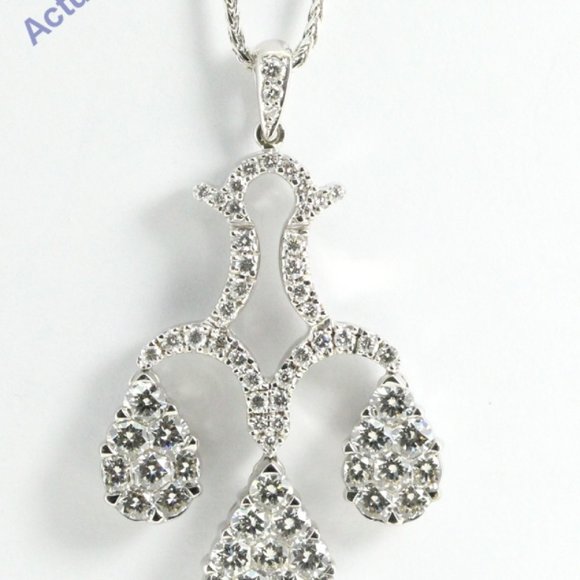 18K White Round Diamond Pear Shapes Pendant 2.45 Ct G Vs C19000267 - Picture 1 of 3